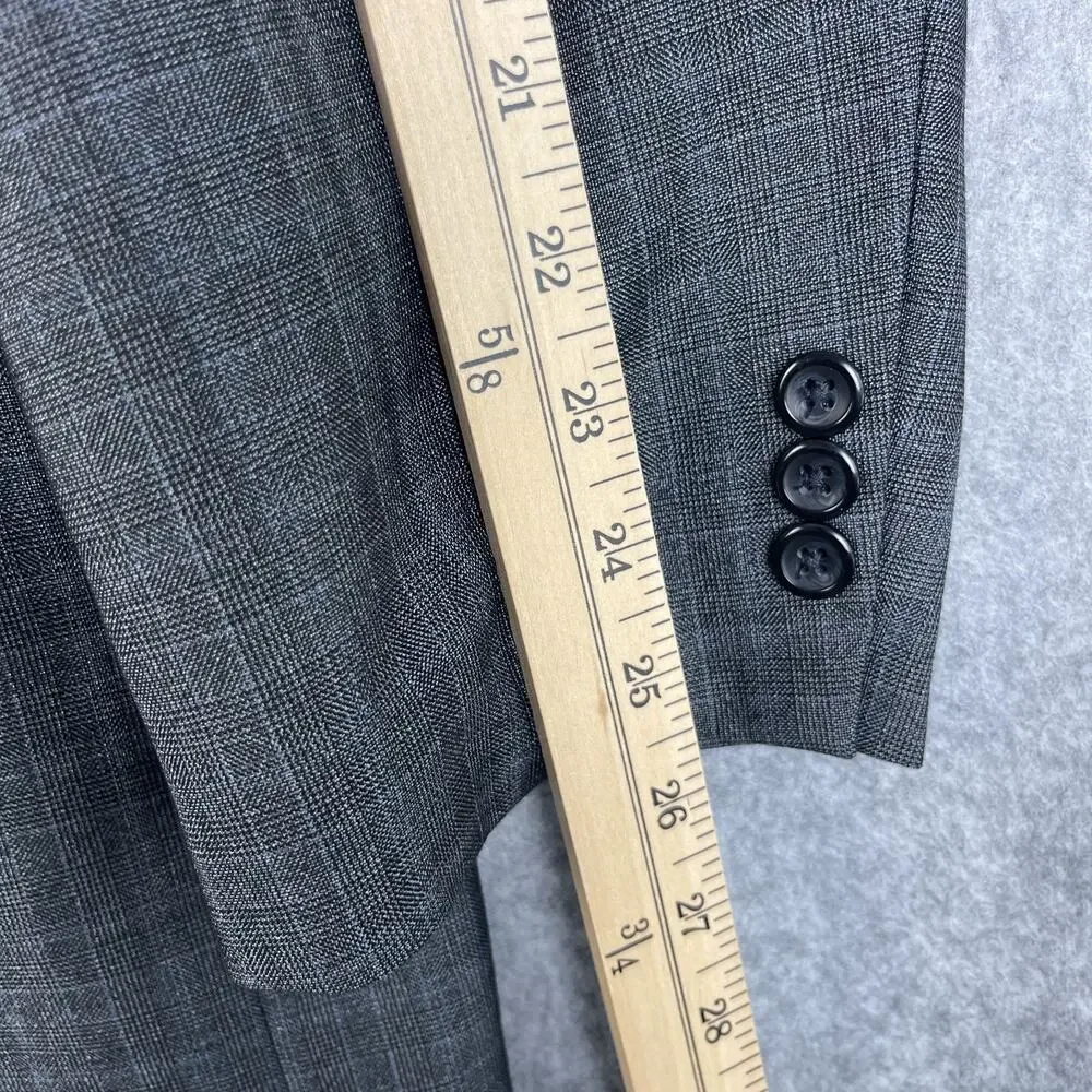 Circle‎ S Blazer Sport Coat Mens 46R Gray Glen Check 2 Button Western Cowboy